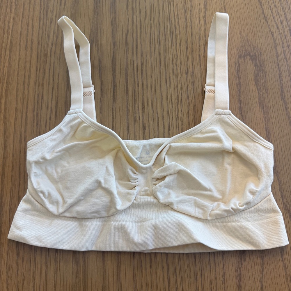 Seamless Bralette Women Medium Cream Lounging Bra Stretchy Nylon Sleepwear